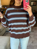 Tried & True - Blue/Brown Striped Sweater