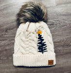 Cream Christmas Tree Hat - Adult