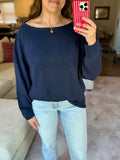 Boat Neck Sweater - Navy