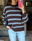 Tried & True - Blue/Brown Striped Sweater