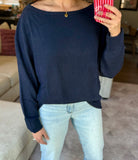 Boat Neck Sweater - Navy