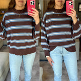 Tried & True - Blue/Brown Striped Sweater