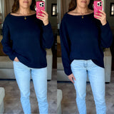 Boat Neck Sweater - Navy