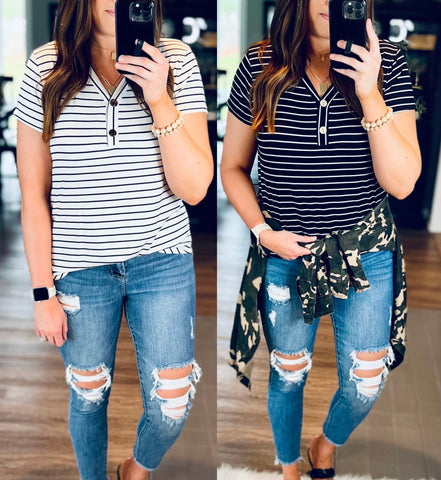 Shades of Black - Striped Tee