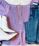 For Good - Lilac Smocked Top