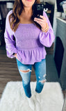 For Good - Lilac Smocked Top