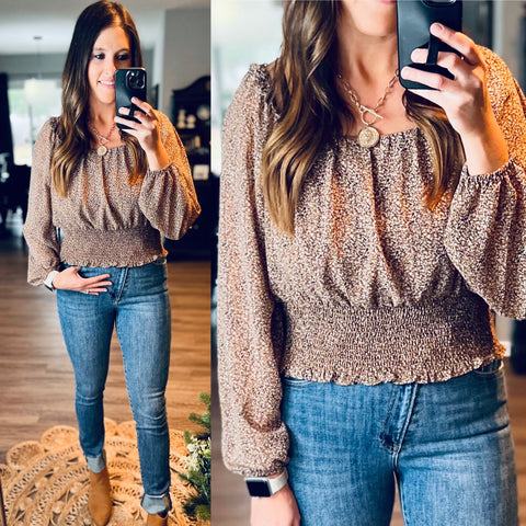Sweet Little Lady - Brown Floral Top