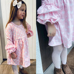 Baby Pink Hearts - Kids Ruffle Dress